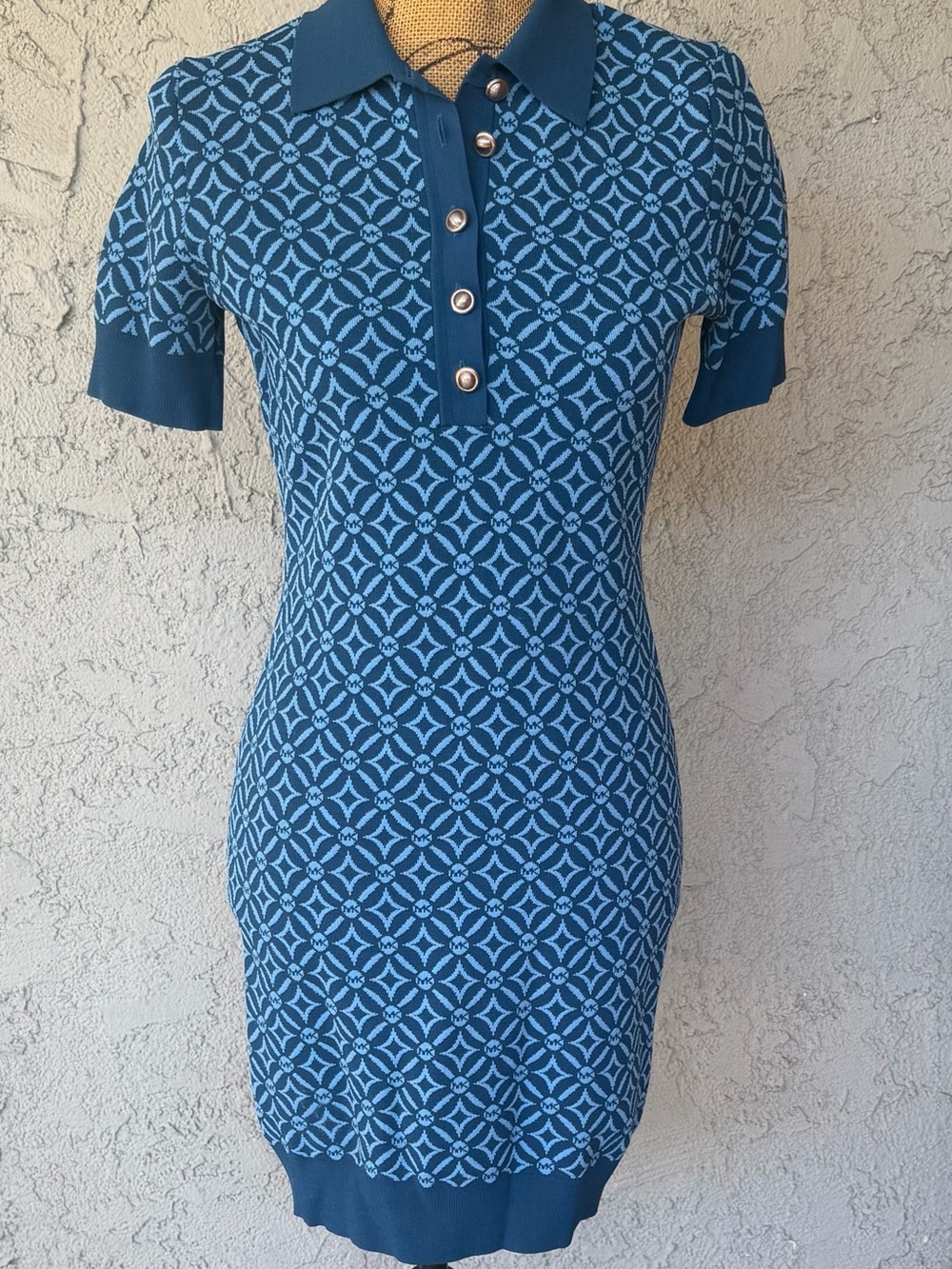 MICHAEL Michael Kors Blue Patterned Polo Dress
